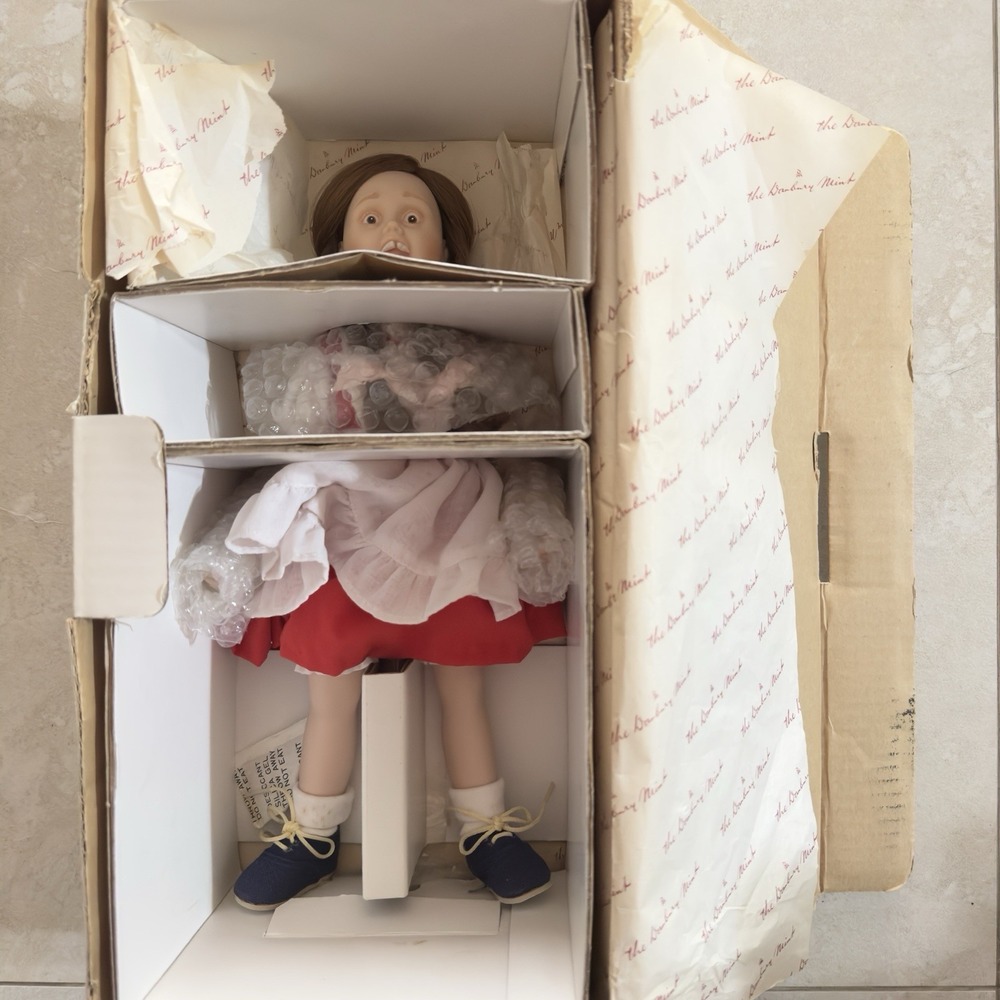 Creepy Norman Rockwell's "Check Up" Porcelain Doll Young Ladies With Accessories
